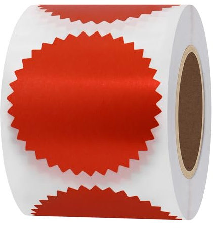 Hylabelest 2 Inch Bright Red Certificate Wafer Gear Labels Awards Legal Embossing Stickers (Bright Red)