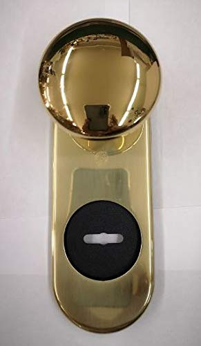 Kit de sécurité plaque + bouton diamètre 65 mm, Poignée de Porte, En laiton poli simple pour porte blindée Q8 trou double carte 1 pièce