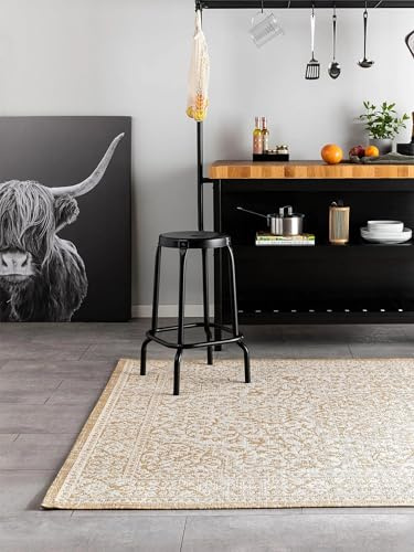benuta Nest Teppich Cleo - Creme/Beige 200x290 cm - Kunstfaser - Outdoor geeignet - Rechteckig & im Style: Geometrisch, Zickzack, Boho-Style - Pflegeleicht für Wohnzimmer Schlafzimmer