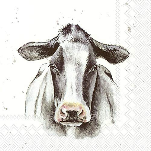 IHR 20 Servietten Motiv: Farmfriends Cow - Schwarzbunte 33x33cm