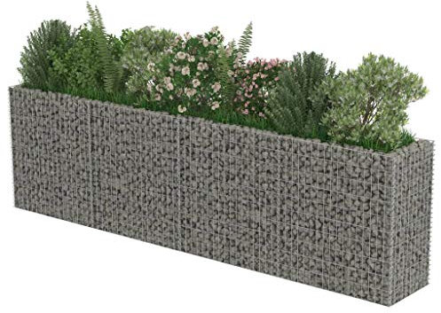 Nishore Jardinière à Gabion Jardinière Extérieur Acier Galvanisé pour Jardin ou Terrasse 360 x 50 x 100 cm (L x l x H) Capacité de Charge 1 400 kg/m³