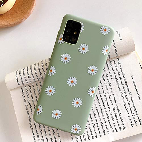 ZTOFERA Hülle für Samsung A51, Gänseblümchen Blume Design Schlank Hülle, Weich Flexibel Anti-Kratzer Bumper Schutzhülle für Samsung Galaxy A51 - Grün