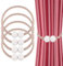 JIZZU 4 Stück Magnetische Vorhang Raffhalter,Exquisite Perlenkugelform Gardinen Raffhalter, Golden Raffhalter für Vorhänge, geeignet für Wohnzimmer, Schlafzimmer, Esszimmer, Büro