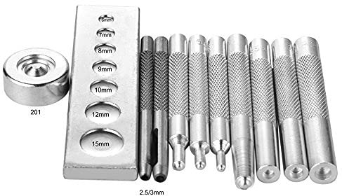 11pcs Punch Tool Punch Snap Kit, Leather Craft Snap Fastener Setter Rivet Setting Round Hole Punch Die Tools for Punch Hole and Install Rivet Button