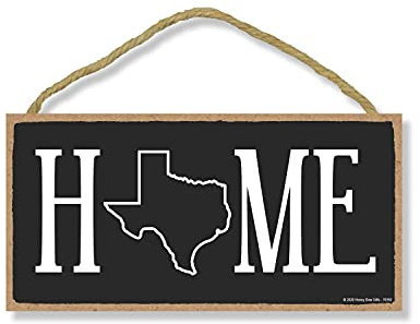 Honey Dew Gifts, Home Texas State Home Schild, Willkommensschild aus Holz, Wanddekoration, südliches hängendes dekoratives Tür-Holzschild, 12,7 x 25,4 cm, 76392