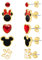 Disney Micky und Minnie Maus Mode-Ohrstecker-Set – 3/4/5 Paar pro Set, Messing, Nicht zutreffend