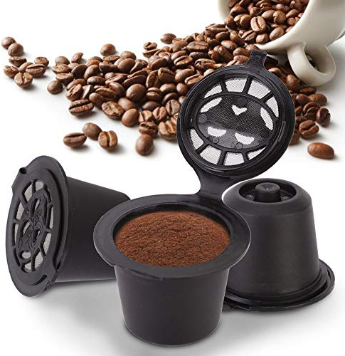 Filtre à capsules de café réutilisable, 3pcs filtres à capsules de dosettes domestiques(Le noir)