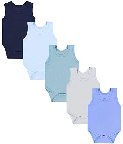 TupTam Baby Jungen Achselbody – Weicher Baby Body im 5er Pack aus Baumwolle, Body Baby Unifarben OEKO-TEX zertifiziert, Farbe: Farbenmix 10, Größe: 110