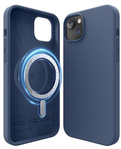 elago Cover Magnetica Silicone Compatibile con iPhone 14 Plus Custodia Case (6.7), Compatibile con Tutti Accessori MagSafe, Magneti Integrati, Silicone Liquido Premium, Cover Protettiva (Jean Indigo)