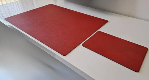 PM Schreibtischunterlage Just Leder mit Mauspad in 3 Grössen und in 7 Farben (Rot, 90cm x 50cm)