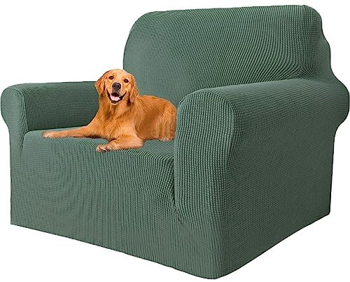 YSTELLAA Stretch Sofa überzug 1 Sitzer, Super Elastisch Sofabezug Mit Armlehnen Waschbarer, kratzfester rutschfest Sofa Cover für Hunde Katzen und Haustiere(Grün, Sofa Breite 81cm-120cm)