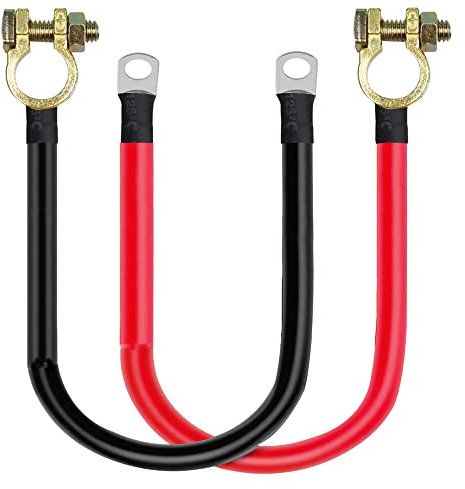 GUUZI Cable Inversor Energía Batería 30 cm con Conectores Terminales Batería 12V-24V 25mm² 3AWG (MAX 125A) Cables Batería con Terminales Cobre Estañado Ambos Extremos para Boat RV Coche Motocicleta
