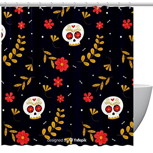 Rideau de douche motif têtes de mort, pour salle de bain, 152,4 x 182,9 cm, 167,6 x 182,9 cm, 182,9 x 182,9 cm