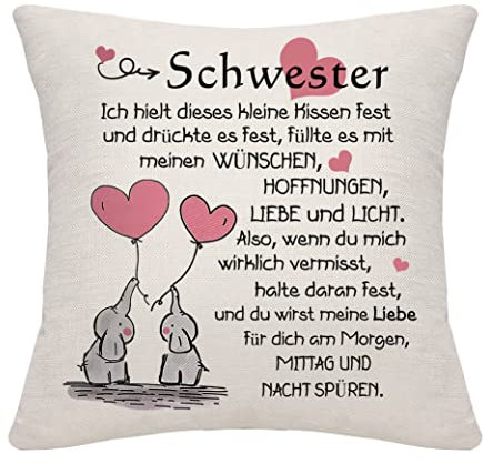 Bommex Kissenbezug für Schwester - Geschenk für Große, Kleine und Seele Schwester zum Geburtstag