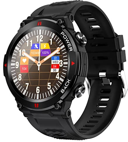 Smartwatch Herren mit Telefonfunktion Militär Uhr Fitnesstracker Fitnessuhr Schrittzähler Blutdruck Sportuhren Outdoor Tactical Watch Military Armbanduhr IP68 Wasserdicht Smartwatches Ios Android
