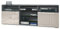 Vladon TV-Board Granada, Lowboard mit 2 Türen und 6 offenen Fächern, Korpus Anthrazit matt, Fronten in Sandgrau Hochglanz (146 x 54 x 35 cm)