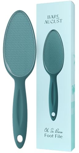 Bare August Glass Foot File Callus Remover for Feet - Heel Scraper & in Shower Foot Scrubber Dead Skin Remover - Pedicure Foot Buffer for Soft Feet (with Handle, Teal)…