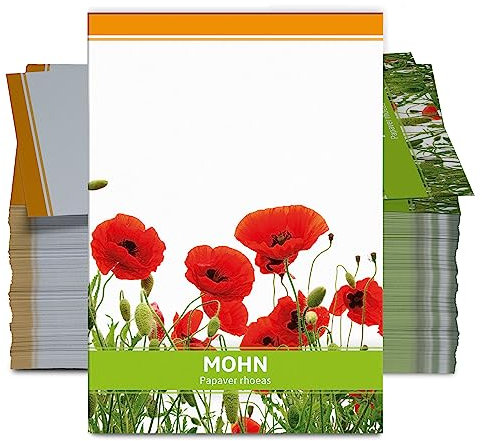FLORTUS Mohnsamen als Gastgeschenke (100 Stück) | Blumensamen als Dankeschön Geschenke, Mitgebsel & Werbegeschenke | Wildblumensamen bienenfreundlich