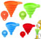 Set di 4 imbuti pieghevoli in silicone, imbuto in silicone, imbuto pieghevole per Cucina e Trasferimento Liquidi, Conserve, Marmellate, sale, pepe, oli, liquidi e polveri, 4 misure (S/M/L/XL) 4 Colori