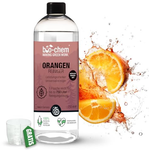 Bio-Chem - Nettoyant universel aux extraits d'écorce d'orange 750 mL + flacon mélangeur - Spray pour entretien de la maison - Produit menager de nettoyage cuisine, salle de bain, sol, canapé