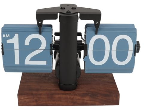 Haofy Flip-Uhr, Digitale Flip-Down-Uhr, Retro, Automatisch Drehende, Batteriebetriebene Mechanische Uhr für Zuhause, Zimmer, Büro, Dekoration (Blue)