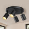 wowatt Deckenstrahler Schwarz 4 Flammig Round, Deckenleuchte Schwenkbar GU10, Deckenlampe Spot Wandstrahler Drehbar, Modern Strahler Deckenspot für Küche, Schlafzimmer, Wohnzimmer (Ohne Leuchtmittel)