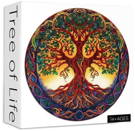 Tree of Life 1000 Piece Mandala Jigsaw Puzzles: Nature Plant Round, Hard Challenging Puzzles for Adults