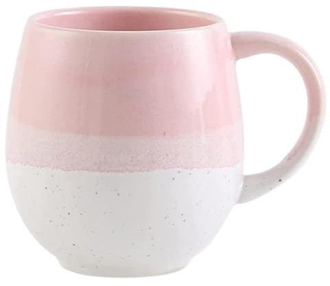 YDoLimmer500ml Große Kapazität Kaffeetasse Becher Mit Griff Teetasse Kakaobecher Cappuccinotasse Home Office Geschenk (Rosa+Weiß)