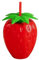 MECSAL CASALINGHI Bicchiere con Tappo e Cannuccia, Tazza Bambini Divertente, Decorato, Multiuso e Riutilizzabile, 800 Ml (Fragola)