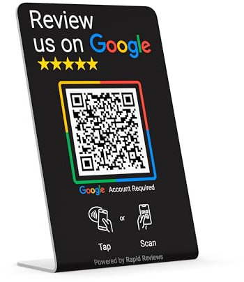 Review us on Google Stand, QR Code & NFC Contactless- Tap to Review Countertop Display - Black