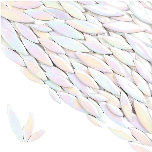 Blatt Blütenblatt Keramik Mosaik Fliesen zum Basteln, 500g Unregelmäßige Mosaikstücke, Blütenblatt Mosaik Fliesen DIY Mosaik Herstellung Steine für Handwerk Hobby Kunst Wanddekoration (Irisierendes