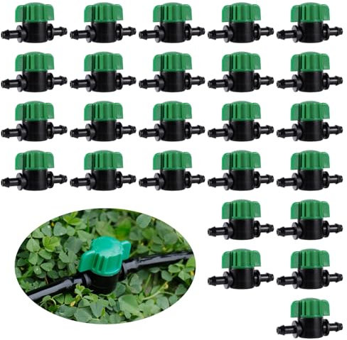 Valvole per irrigazione a goccia, valvola di intercettazione per irrigazione a goccia, raccordi per valvole spinate per irrigazione a goccia da 1/4 di pollice, controllo del flusso d'acqua per sistemi
