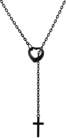JJDreams Lariat Halskette Damen Schwarz Y Kette mit Kreuz Herz Slip Chain Edelstahl Kette Damen Lange Halskette Verstellbare