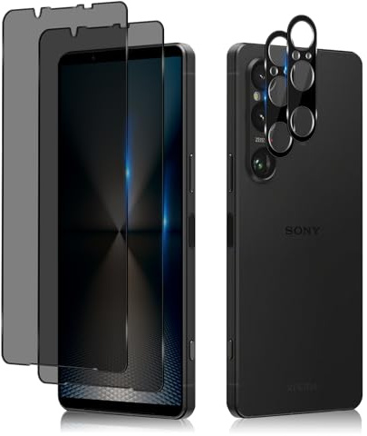 HeeYeal Privacy Schutzfolie für Sony Xperia 1 VI Panzer Schutz Glas | mit Kameraschutz, Anti-Spy Folie, [2 + 2 Stück] 9H Härte Anti-Spähen Sichtschutzfolie für Sony Xperia 1 VI