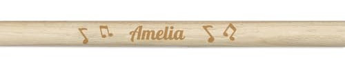 Wanapix | Baquetas Personalizadas con Nombre | Baquetas Bateria Personalizadas | Palillos Tambor | Madera de Nogal | 5A - 1,4ø x 40,5 cm | Músico