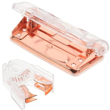 FOYTOKI Papierlocher Und Heftklammerentferner Satz Kompakter Metalllocher Transparentes Design Tragbares Büro Werkzeug Für Ordner Und Heftklammern