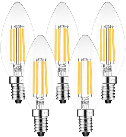 Sokkldccd E14 Led Light Bulb Warm White, SES 4W Led Candle Light Bulbs Small Screw, 40W Equivalent, 2700K, Pack of 5