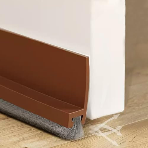 Cotensta 100cm Marrón Junta de Cepillo para Puerta, Burlete Bajo Puerta, Burlete Silicona Puerta Autoadhesivo para Burlete de Puerta, Ajustable Tira de Sellado para Antipolvo (Brown)