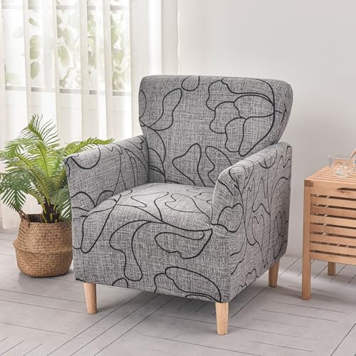 Stretch-Sesselhusse für Bankett-Sessel, moderner Druck, 1 Stück, superweich, rutschfest, Sessel-Sofabezüge, einfarbig, Einzel-Couchbezug mit Armlehnen, für Hunde, Haustiere (K-Jacquard)