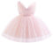 IDOPIP Bébé Fille sans Manches V - Neck Tulle Tutu Robe Princesse Fleur Fille Robe Bow élégant Anniversaire Célébration Formelle Party Robe De Bal Rose 90
