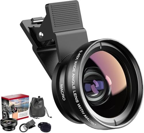Auricase 2-in-1 Universal Handy Kamera objektiv, Handy objektiv Set, 12,5X Macro Lens, 0,45X Weitwinkel, Makroobjektiv für die meisten Smartphones