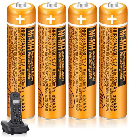 4 Pack 550mAh HHR-55AAABU NI-MH AAA Rechargeable Batteries for Panasonic 1.2V Battery for BT Gigaset Cordless Phones