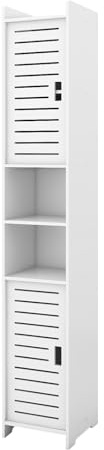 OHMG Rangements de Salle de Bain,Petits Espaces,Compartiment, Support Papier Toilette Armoire Porte-Papier Toilette Porte Brosse WC Meuble de Salle de Bain sur Pied,Blanc