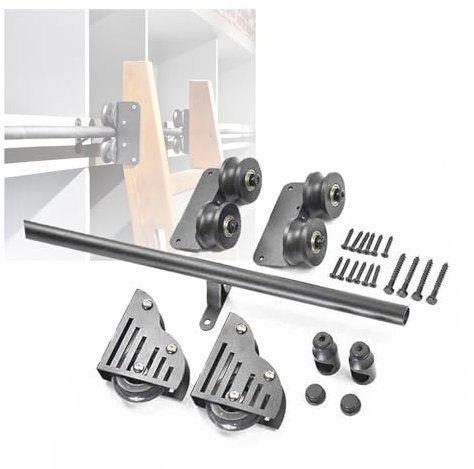 Kit de quincaillerie pour échelle de bibliothèque coulissante – Accessoires de porte de grange coulissante silencieuse avec roue pour bibliothèque de grenier (échelle non incluse, 100 cm)