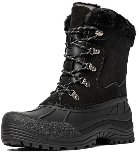 Kelway Winterstiefel Herren Wasserdicht Winterschuhe Herren Schneestiefel Winter Boots Outdoor Schneeschuhe für Wandern Arbeit Camping, Schwarz 45 NEW