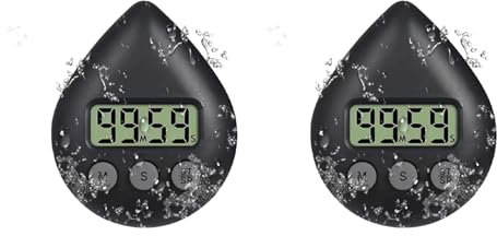 Booso 2X Temporizador de Ducha Silencioso Que Funciona con Pilas, Temporizador Digital Resistente Al Agua, Temporizador de TamañO PequeñO Negro