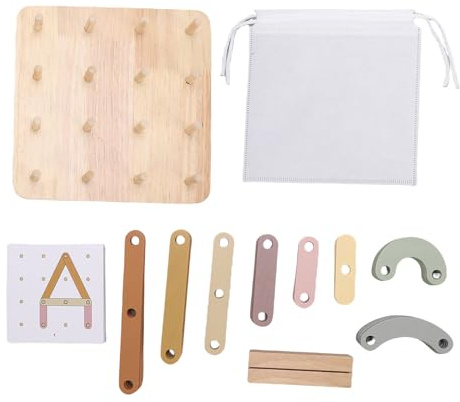 Nurnesy Holzbriefnummer Konstruktionspuzzle, Pädagogische Stapelblöcke Spielzeugset, Formfarbe Sorter Pegboard -Aktivitätsbrett für Räumliches Denken