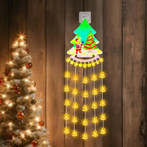 Weihnachtsbeleuchtung Fenster Innen 80cm Weihnachtsdeko Fenster Beleuchtet Weihnachten Weihnachtsbaum Leiter Märchenlichter Lichterkette Weihnachtsdeko für Fenster Garten [Energieklasse A]