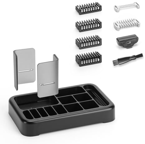Rasierständer & 8PC-Schutzkamm-Set Kompatibel mit O Blade QP2724 QP2834 | Enthält 1/2/3/5mm Fixierkämme und 0/3mm Körperkamm, Kompatibel mit QP25XX QP26XX 360 Pro, Passendes Zubehör für Barttrimmer