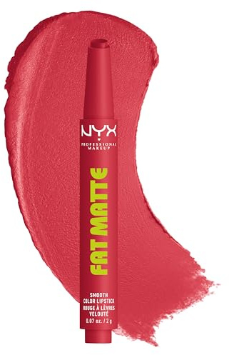 NYX Professional Makeup, Fat Matte Smooth Color Lipstick, soft-mattes Finish mit cremiger Textur, intensive Farbe mit jedem Klick, leichte vegane Formel, Farbton: Flamingo Feather